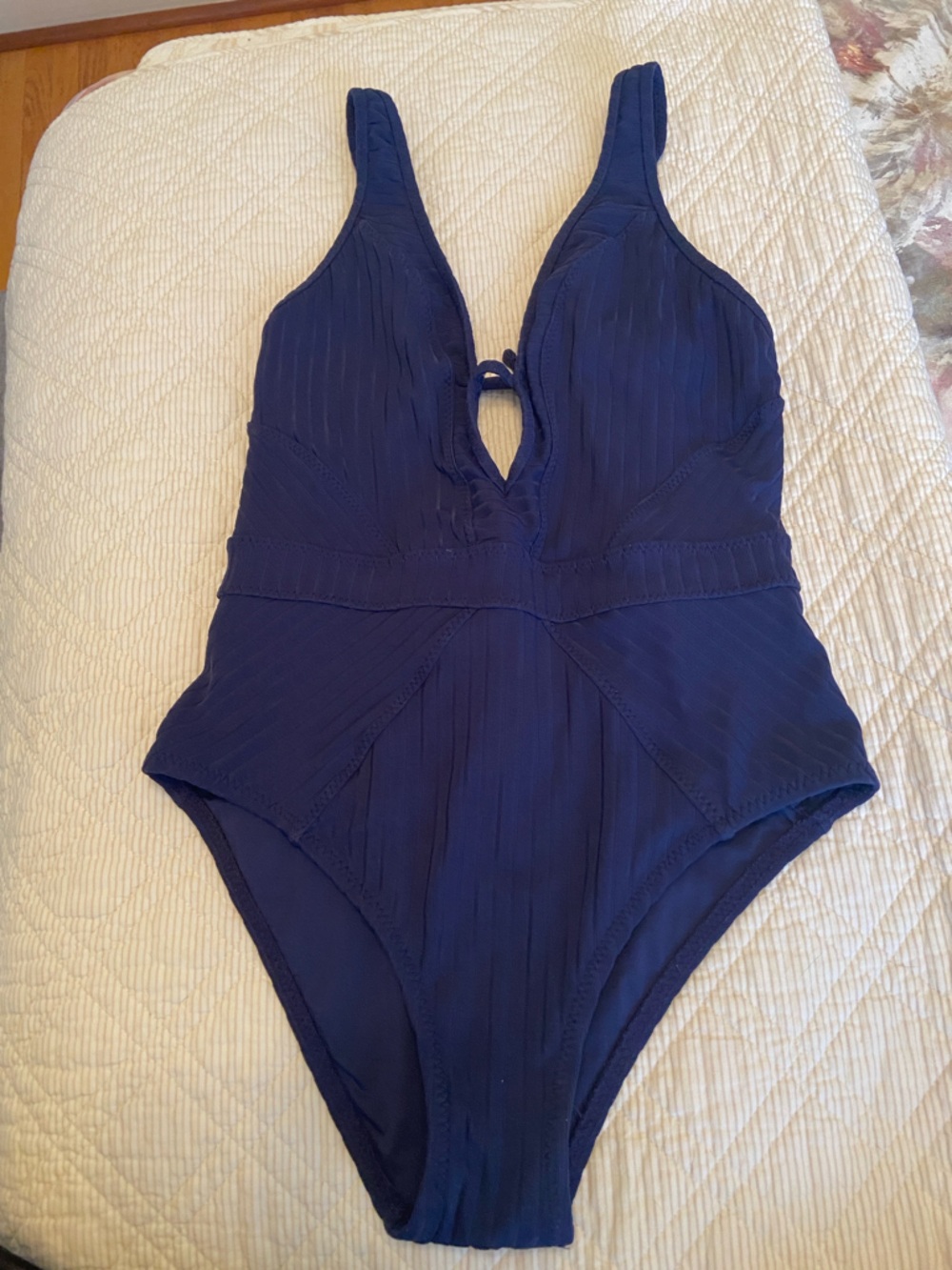 BECCA Deep Navy Ribbed One-Piece - Picture 2 of 4
